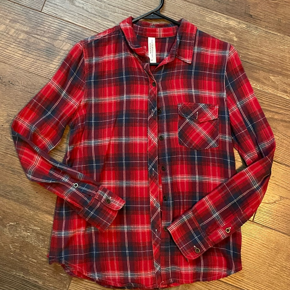 Check & Stripe Flannel Shirt - Size Medium